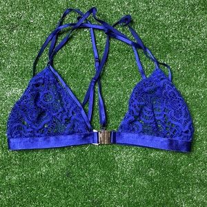 For Love and Lemons Navy Blue Lace Bralette S